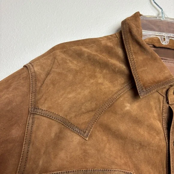 Scully Mens Brown Suede Real Leather Western Snap Front Shirt Jacket Size 2XL